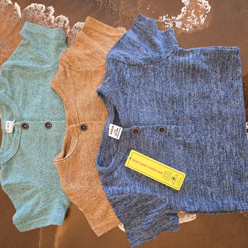 Baby Gap Knit Henley Shirts - Blue, Tan, Green